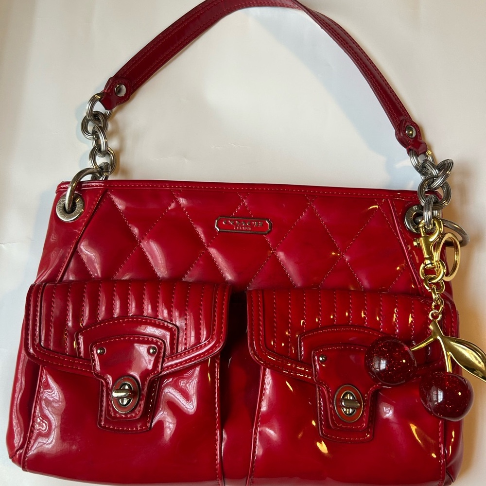 Stylish Red Handbag with Cherry Charm